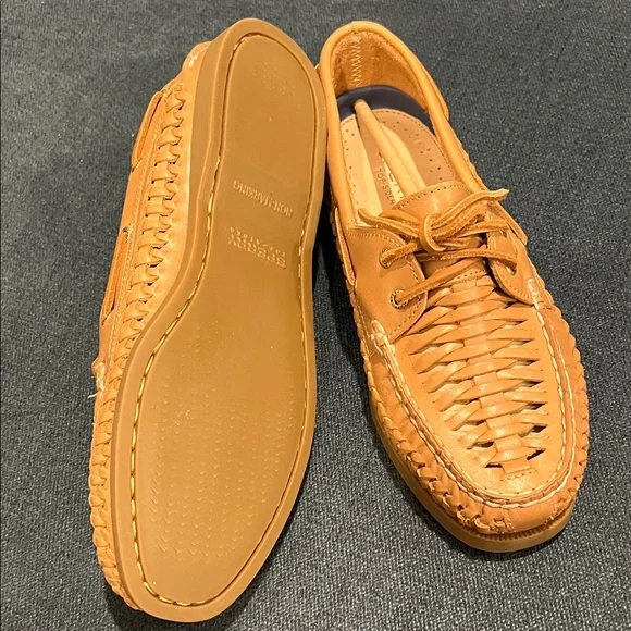 Sperry Brown Loafers 2 eye woven boat shoes new in box - Picture 8 of 10